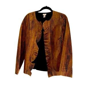 NWOT. Chico's Genuine Leather Open Jacket. 2